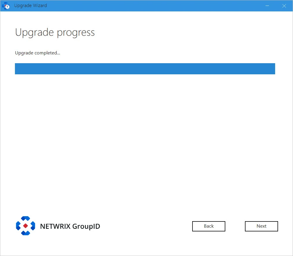 Upgrade Progress page
