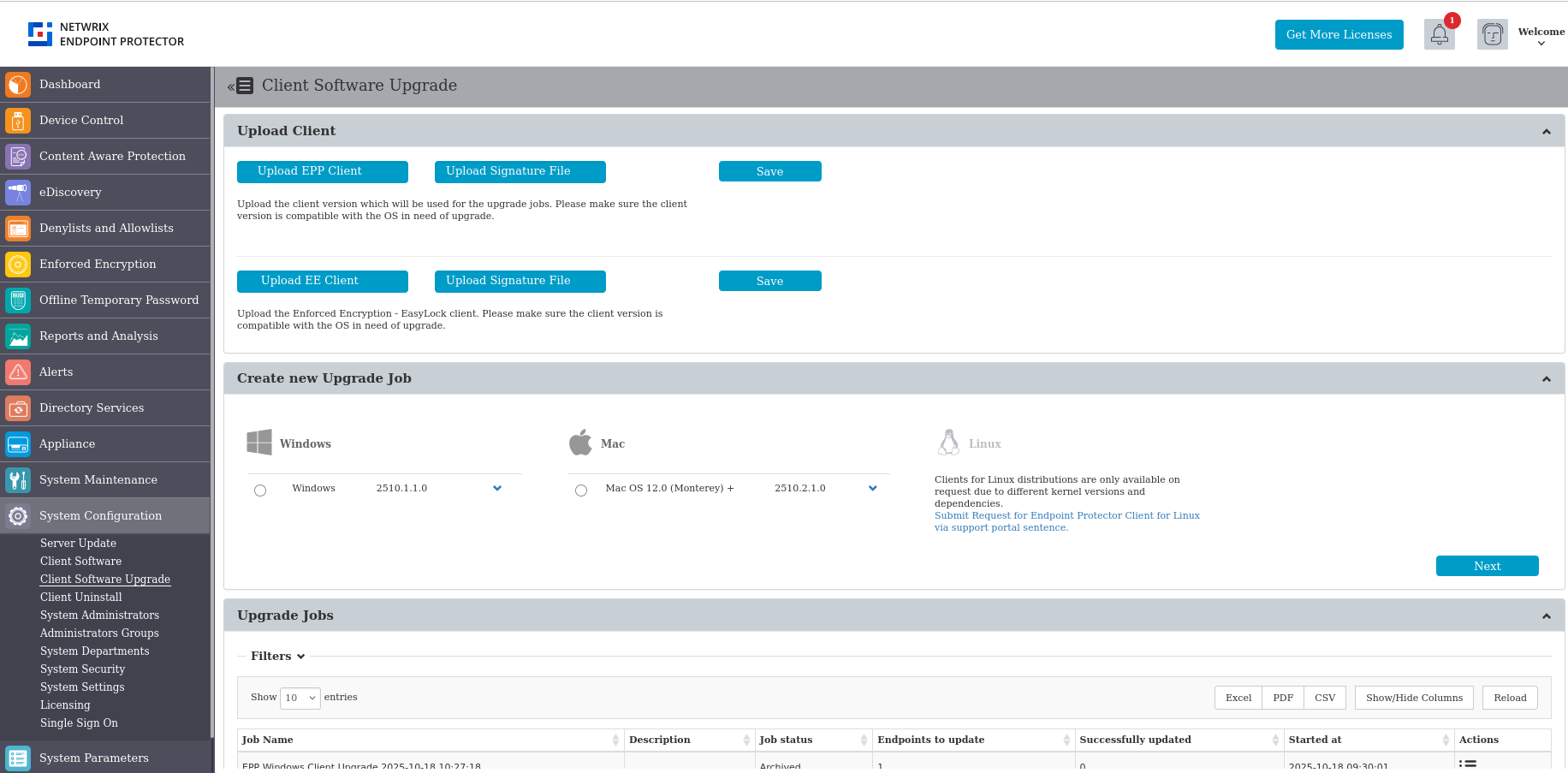 Client Software Upgrade