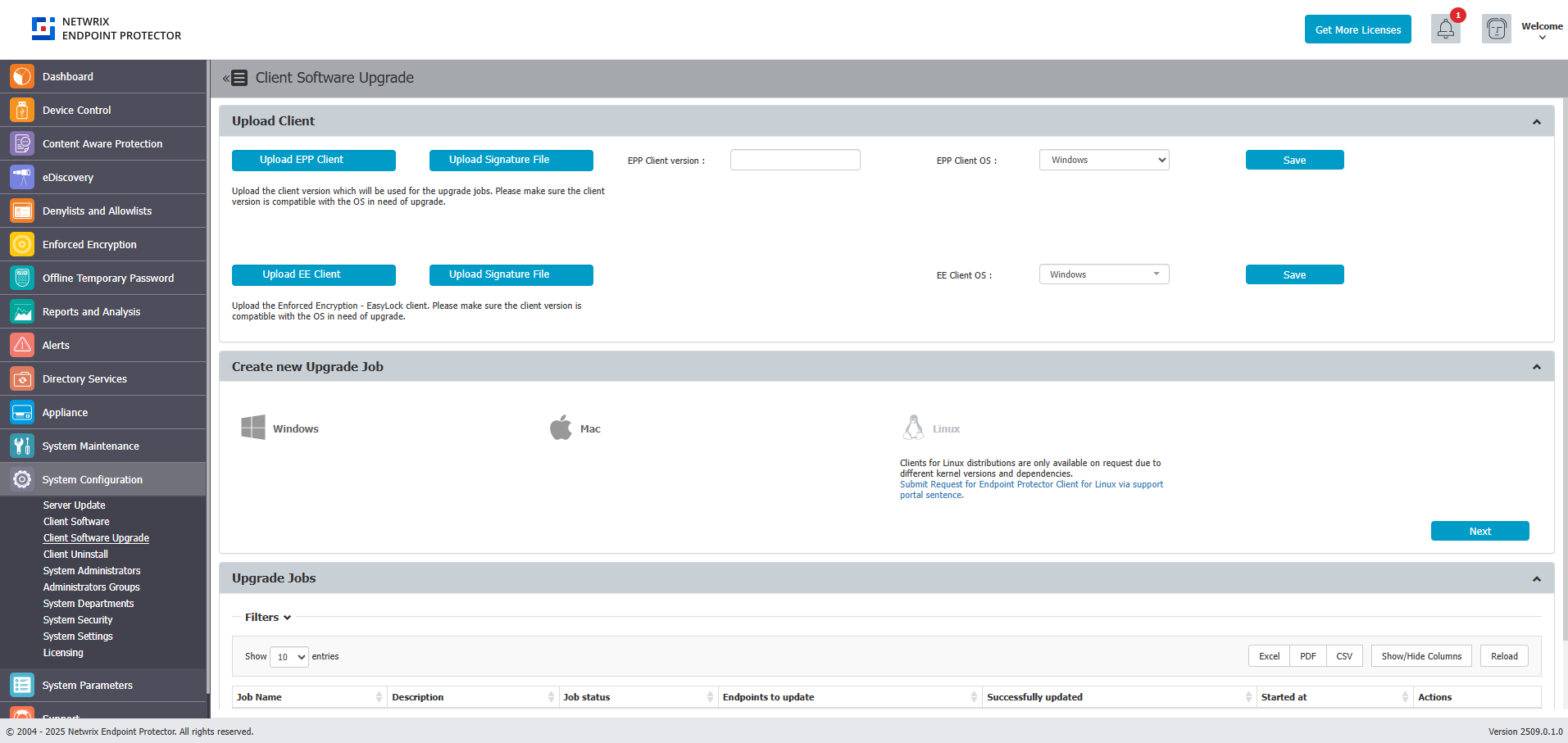 Client Software Upgrade