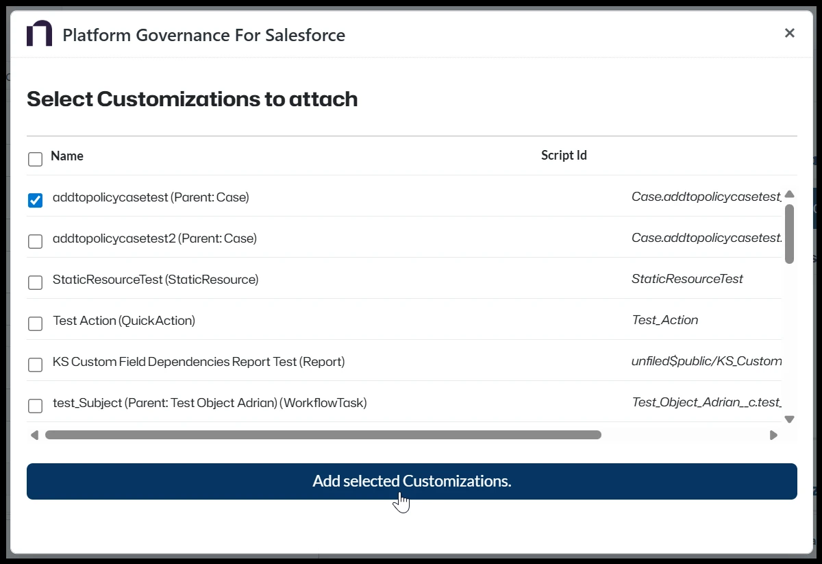 Customization Lookup Result