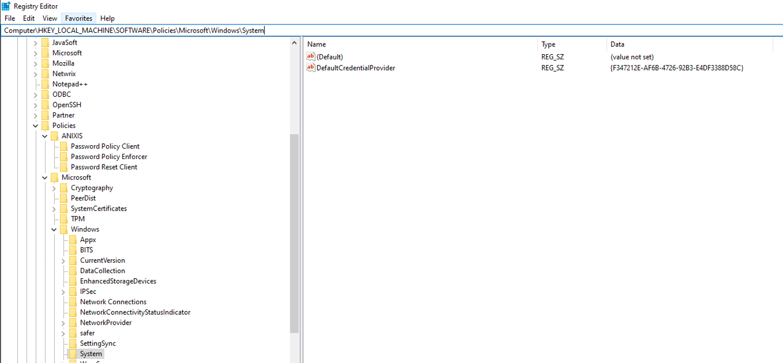 Registry Default Credential Provider