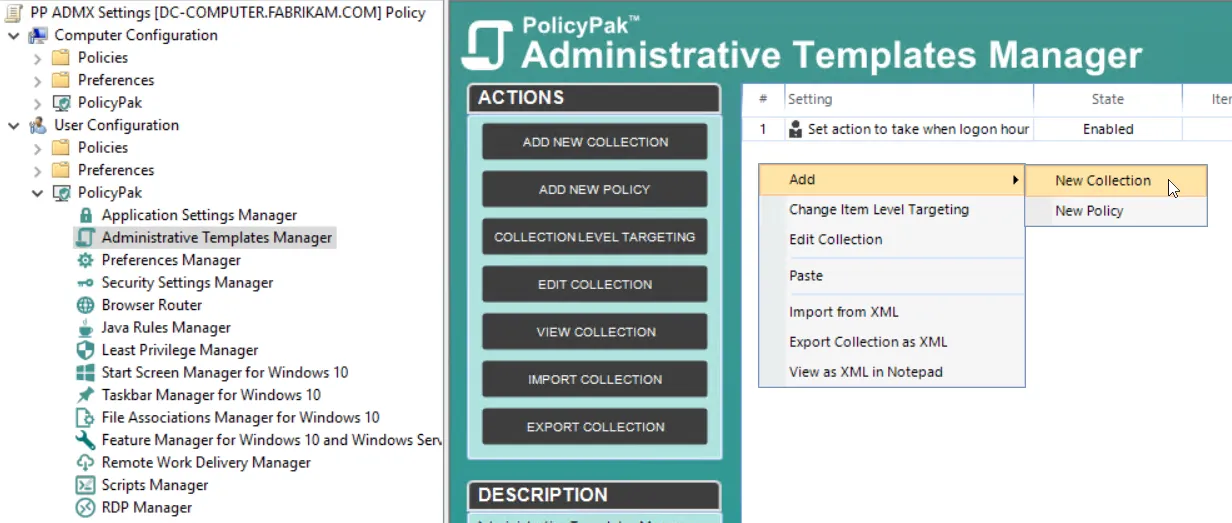 Administrative Template Manager Add New Collection