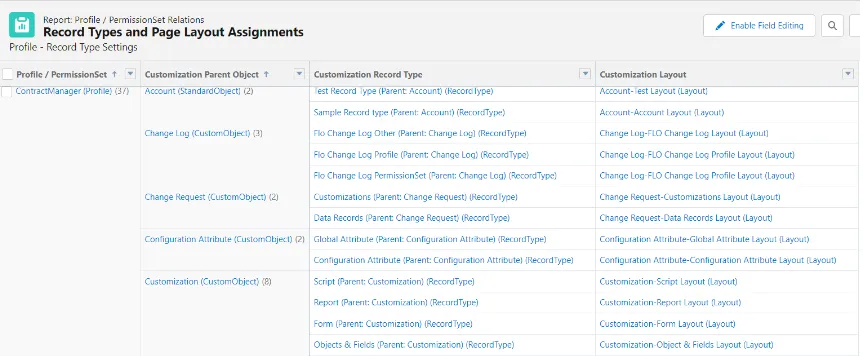 Access Reports Record Types and Layouts