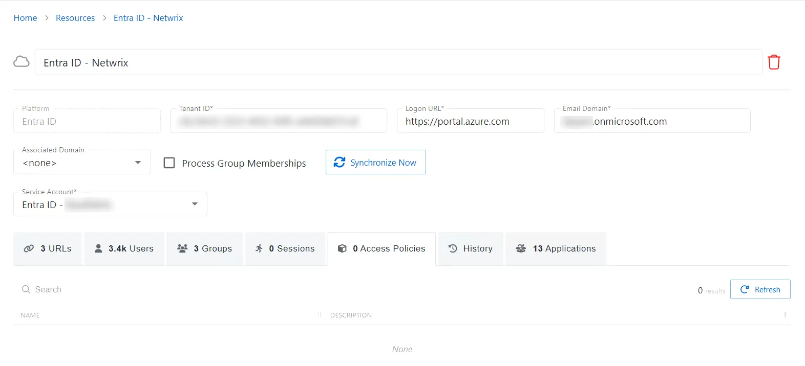 Access Policies Tab Azure AD