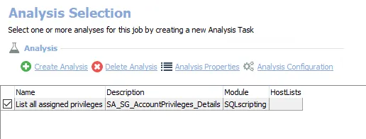 Analysis Tasks for the SG_AccountPrivileges Job