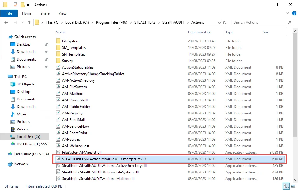 ServiceNow Action Module XML file in Windows file explorer