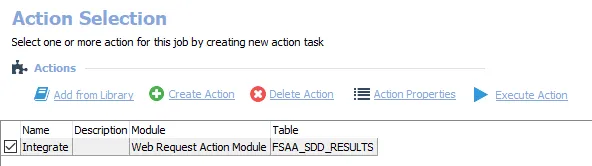 Default Action Tasks for the Job