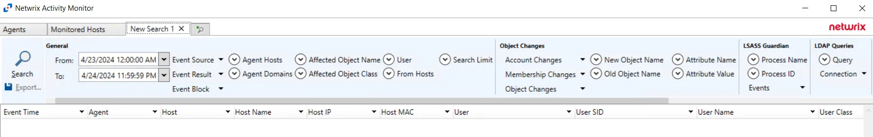 Search - Active Directory New Search Tab