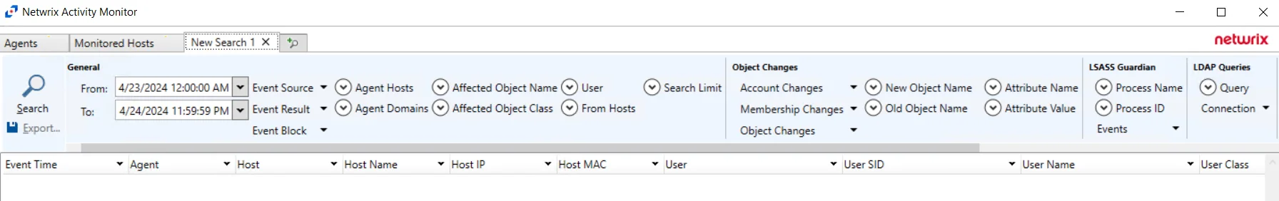 Search - Active Directory New Search Tab
