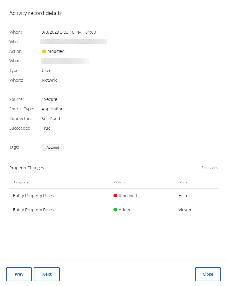 Activity record details