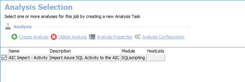 3-AzureSQL_ActivityScan Job - Analysis Selection