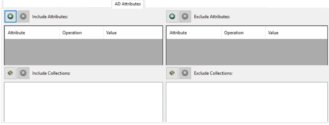 Policy window - AD Attributes filter