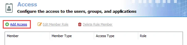 Add Access option on the Access page