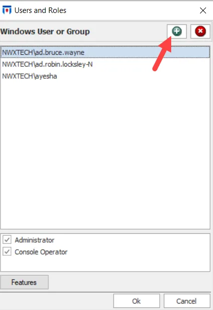 Add User button on the Users and Groups window