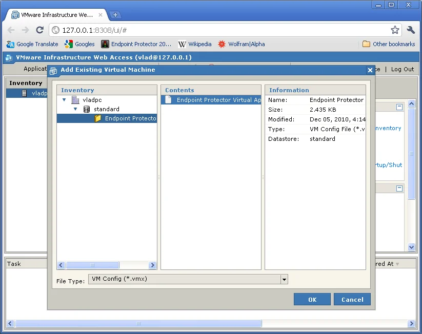Adding Existing Virtual Machine