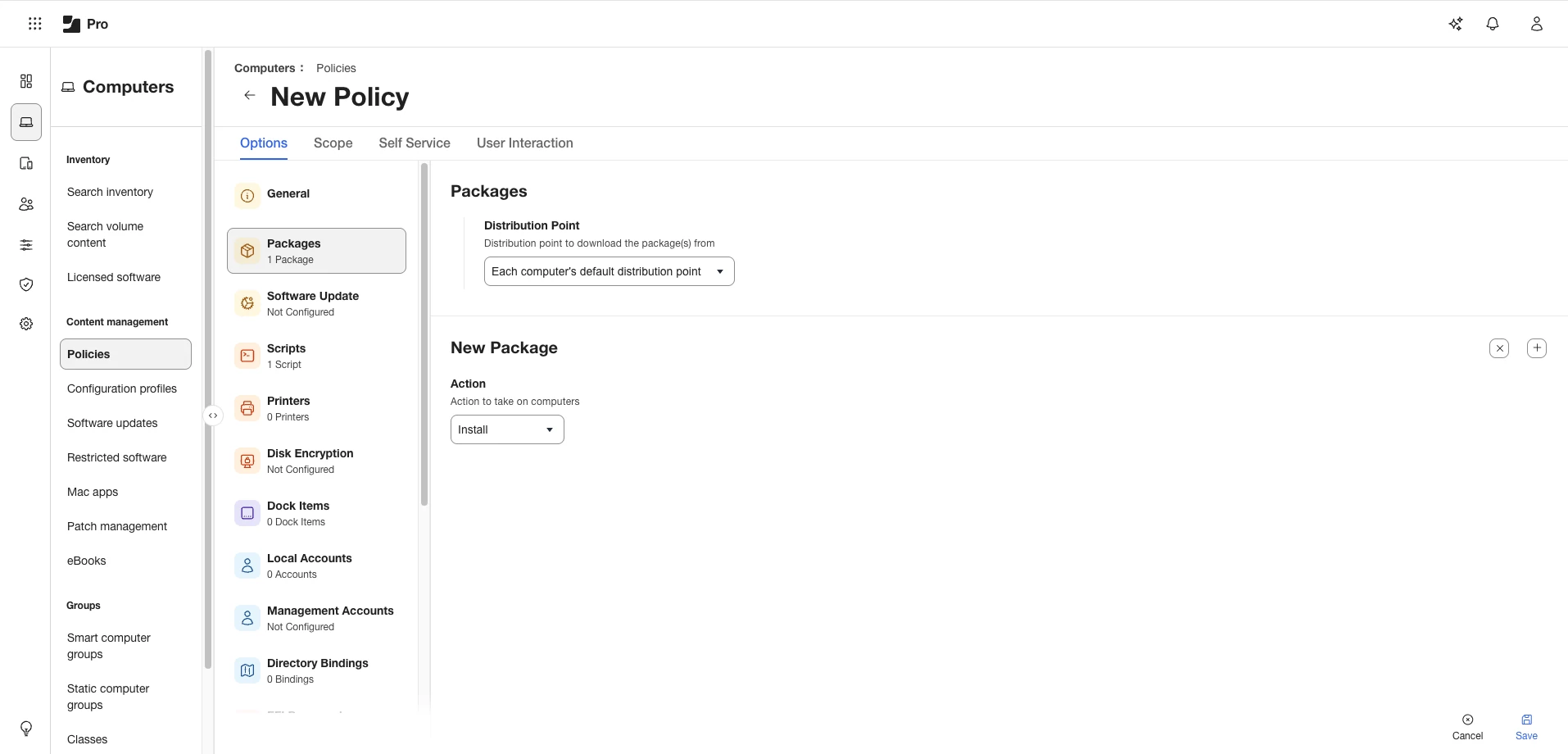 Adding the Endpoint Protector package to policy