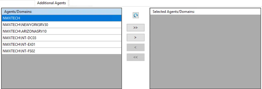 Policy window - Additional Agents filter