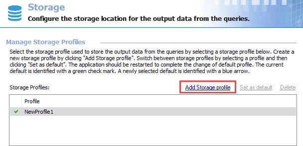 Add Storage profile option