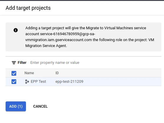 Selecting Target Project