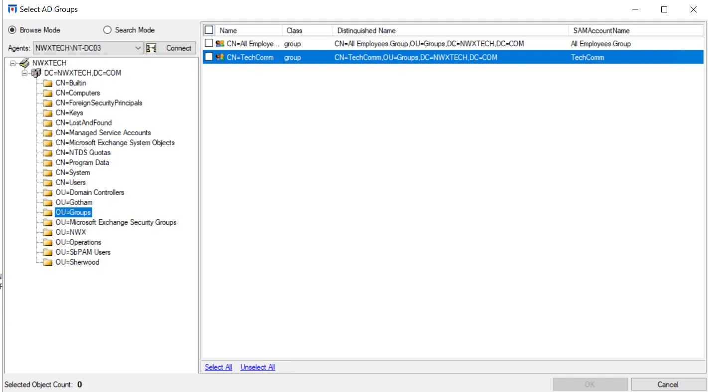 Select AD Groups Window | Netwrix Product Documentation
