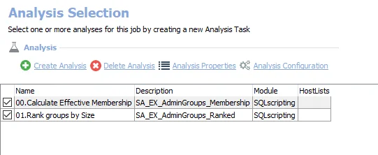 Analysis Tasks for the EX_AdminGroups Job