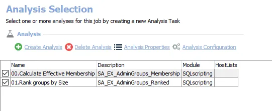 Analysis Tasks for the EX_AdminGroups Job