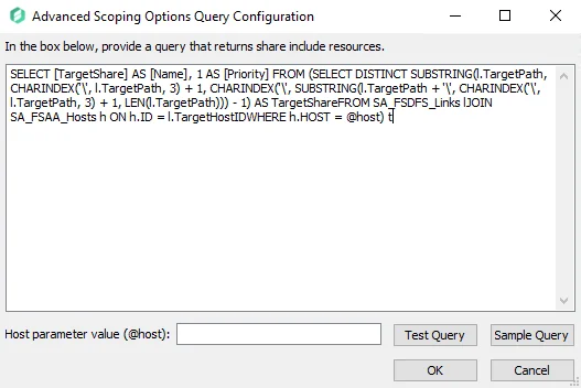 Advanced Scoping Options Query Configuration window