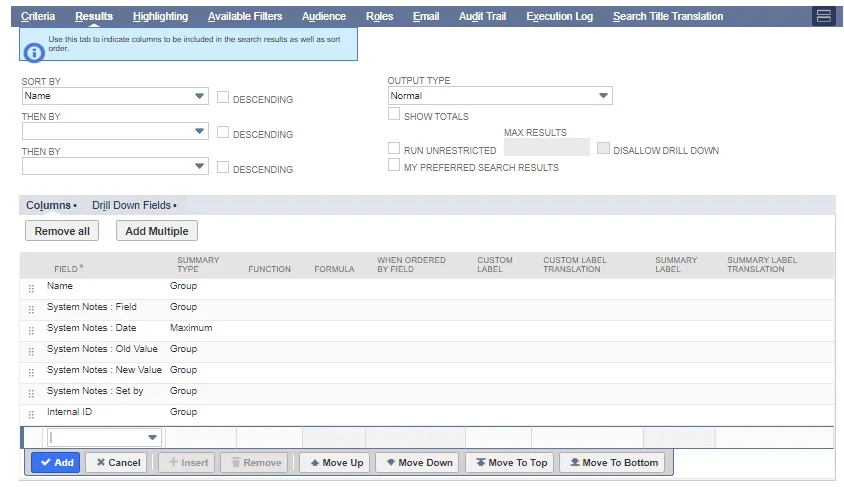 Adding the Results columns