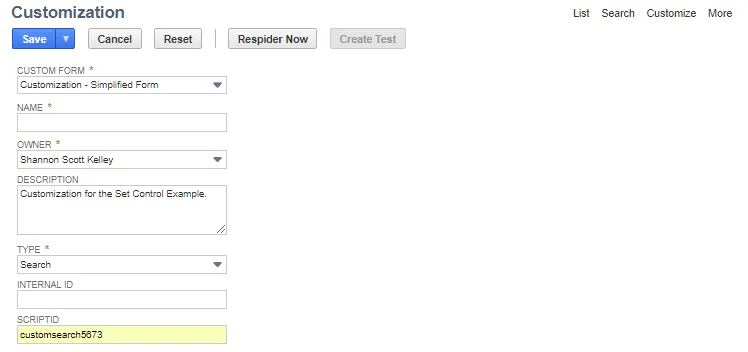 Create the Customization for the Example