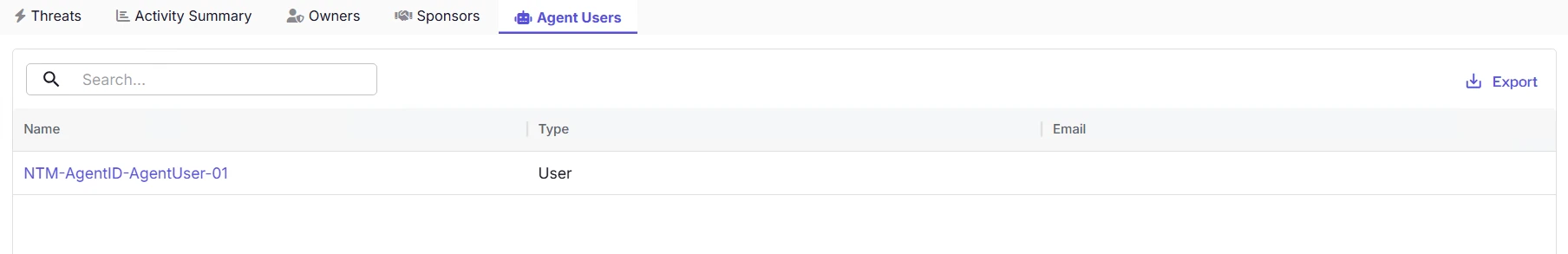 Agent Identity Agent Users Tab