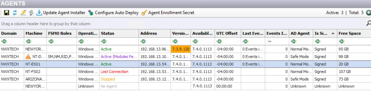 Agents Interface - Agent Statuses