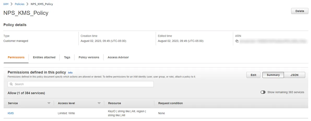 AIM Policy Permissions Tab