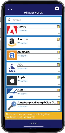 all passwords in mobile app