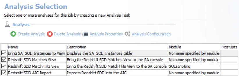 Analysis Selection