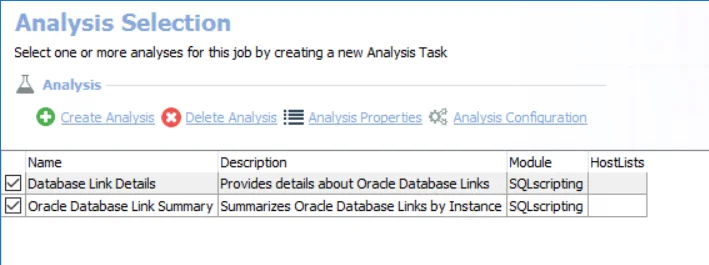 Analysis Selection