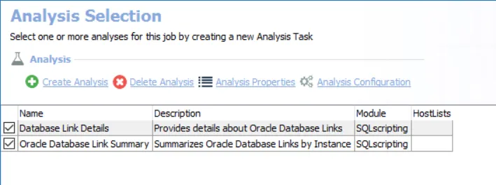 Analysis Selection