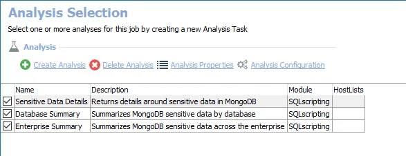 Analysis Selection