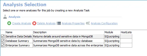 Analysis Selection