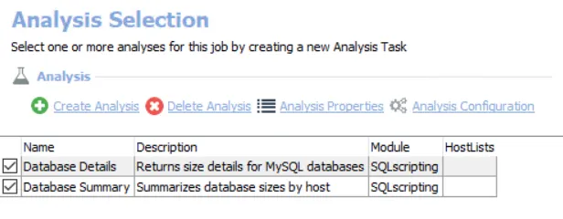 Analysis Selection