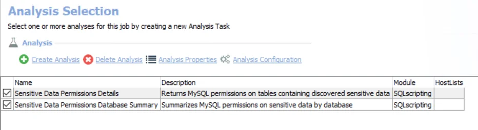 Analysis Selection