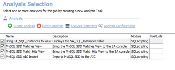 Analysis Selection