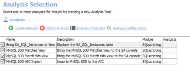 Analysis Selection