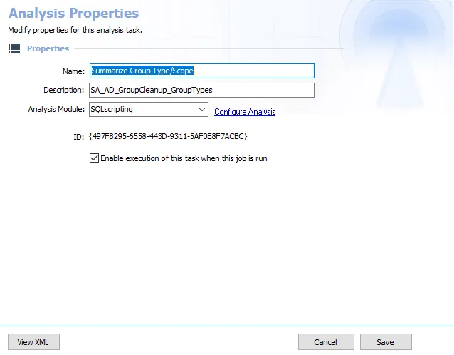 Analysis Properties Page