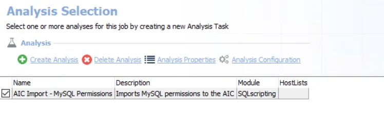 Analysis Selection