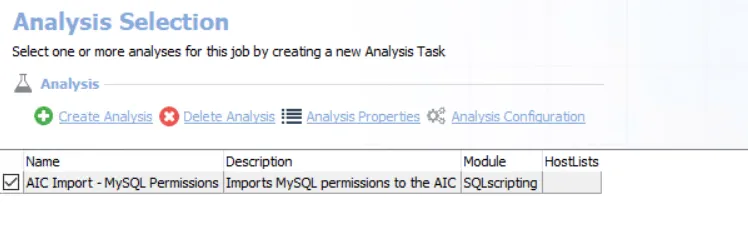 Analysis Selection