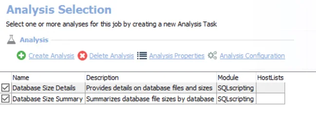 Analysis Selection