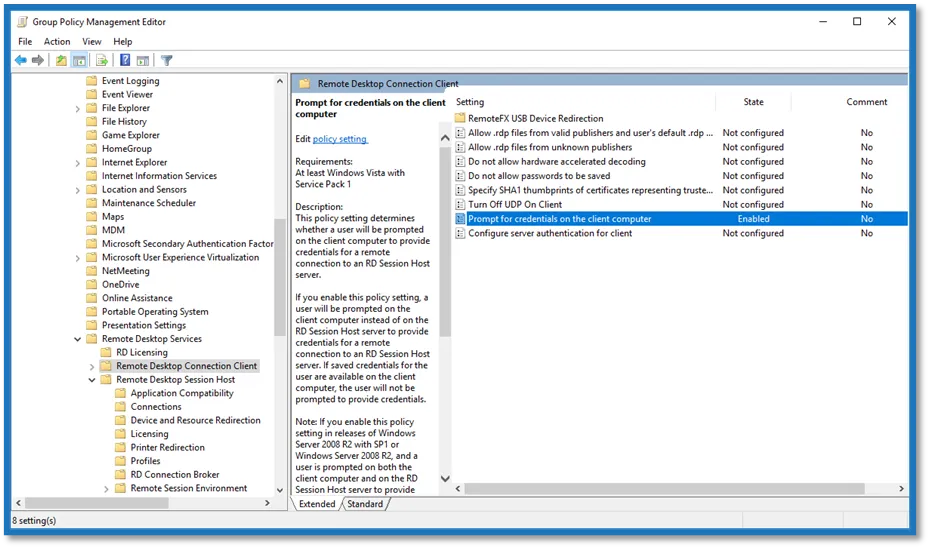 Configure Remote Desktop Connection to Prompt for Password