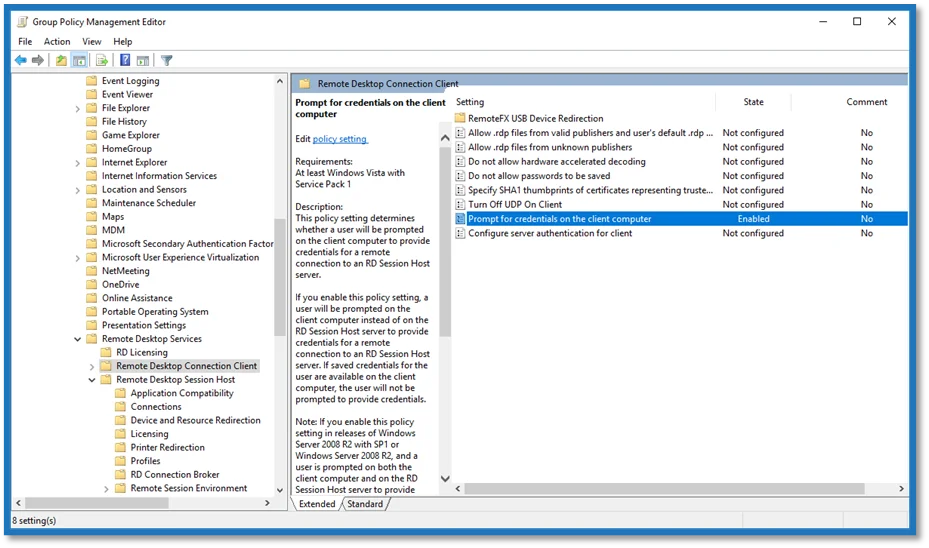 Configure Remote Desktop Connection to Prompt for Password
