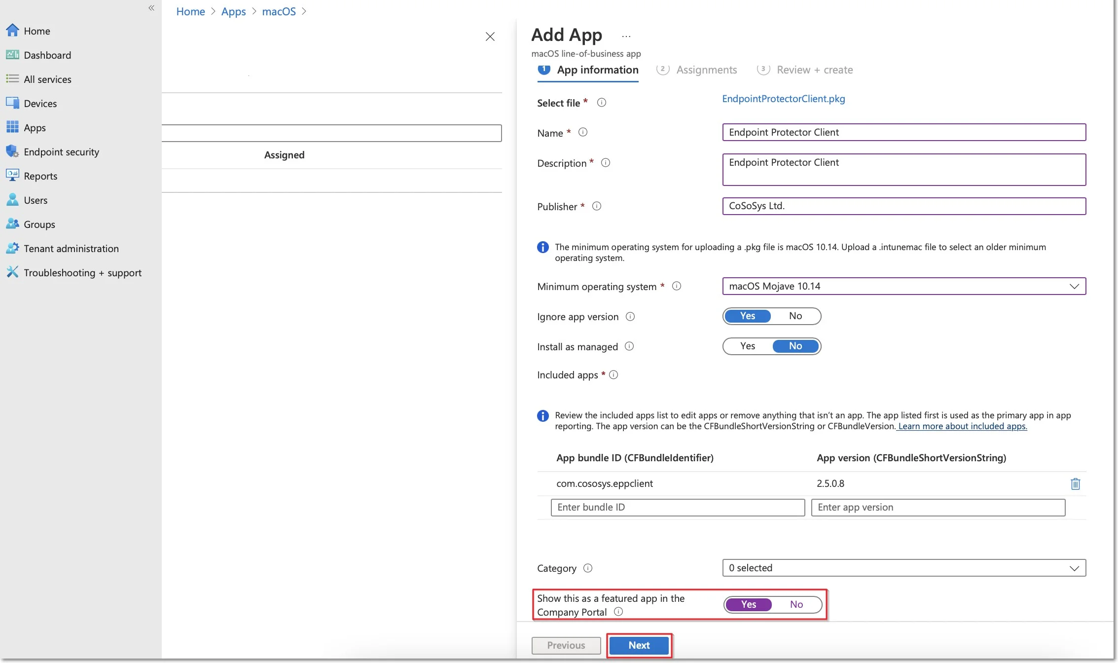 Completing Mandatory Fileds under App inforamtion page