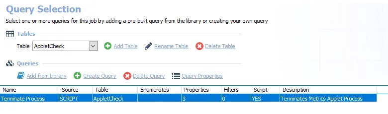 Queries for the .AppletStatusCheck Job